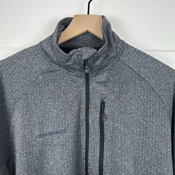 Mammut Elwha Half Zip Mid Layer Fleece Waffle Grid Gray Pullover - Picture 2 of 6